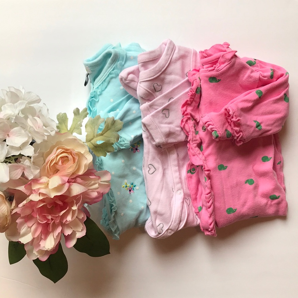 9 month cotton footed pajama bundle